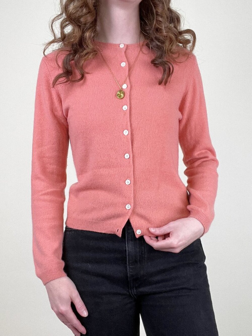 Vintage Mid Century Cashmere Cardigan Sweater Top Romantic Feminine 50s 60s MCM